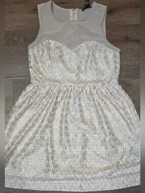 Forever 21 Sparkly Gold & Blush Lace  Top